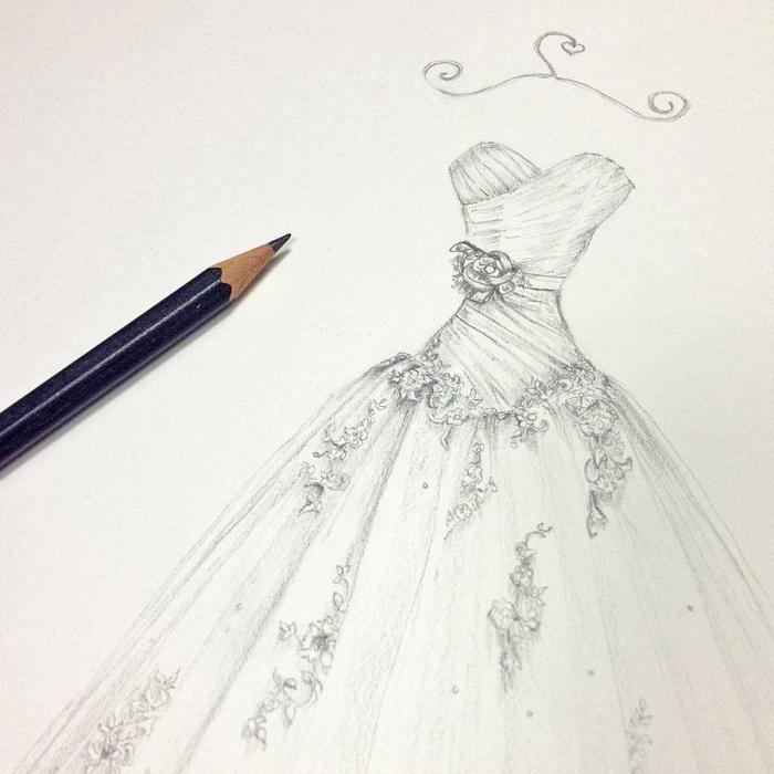 Cum să atragă o rochie de creion în etape: complexitatea imaginii hainelor